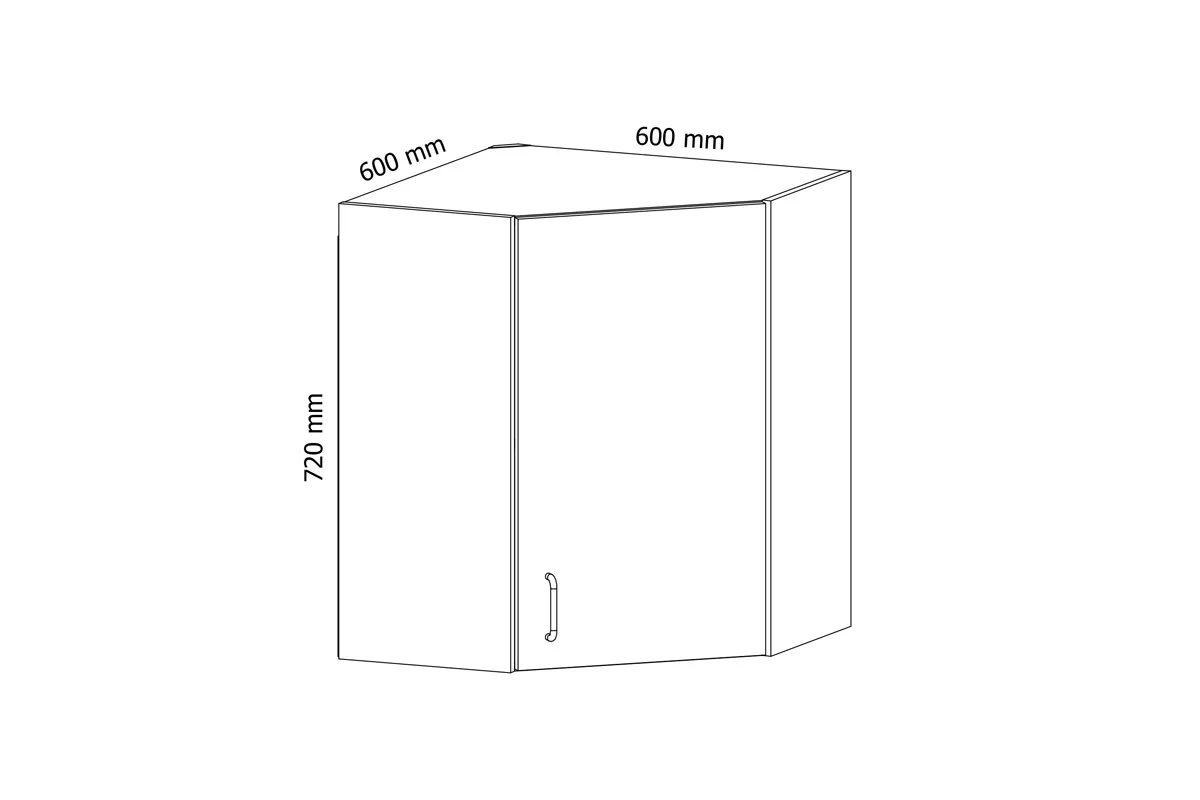 Szafka kuchenna wisząca narożna Linea G60N - szary grey Szafka kuchenna wisząca narożna Linea G60N - wymiary