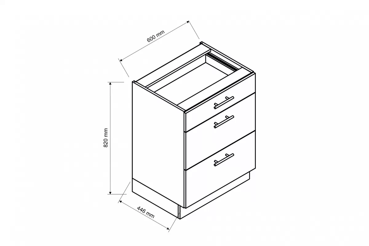 Szafka kuchenna z szufladami Brit D60 S/3 - beżowy mat Szafka kuchenna z szufladami Brit D60 S/3 - beżowy mat