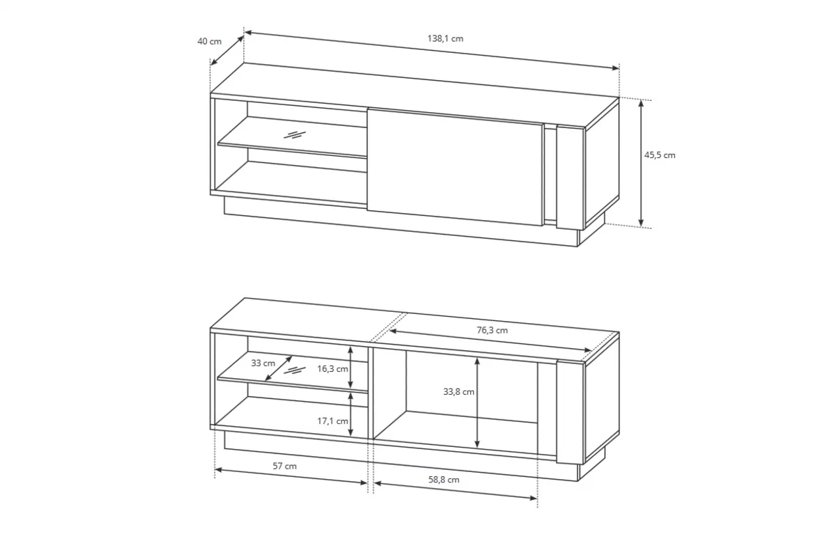 Szafka RTV Arcano z uchylnym frontem 138 cm - dąb artisan/szary grafit Szafka RTV Arcano z uchylnym frontem 138 cm - dąb artisan/szary grafit