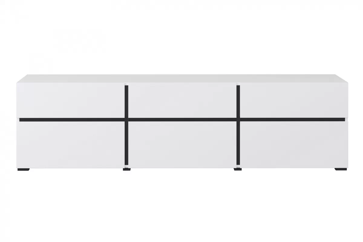Szafka RTV Cross 41 z szufladami 180 cm - biały / czarny Szafka RTV Cross 41 z szufladami 180 cm - biały / czarny