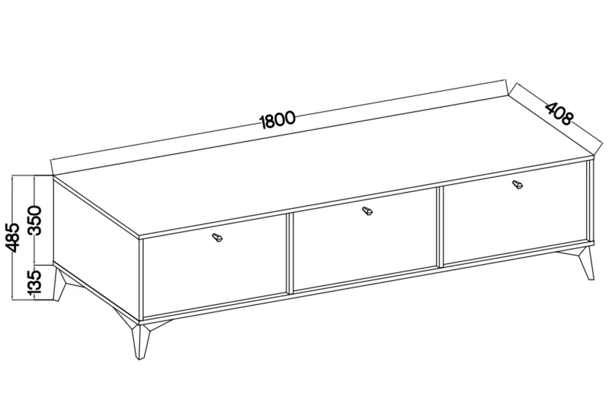 Szafka RTV Lotina I 3K - 180 cm - eukaliptus / czarne nogi Szafka RTV Lotina I 3K - 180 cm - eukaliptus / czarne nogi