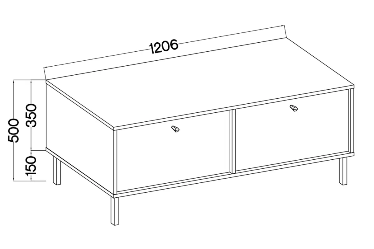 Szafka RTV Lotina II 2K - 120 cm - eukaliptus / czarne nogi Szafka RTV Lotina II 2K - 120 cm - eukaliptus / czarne nogi