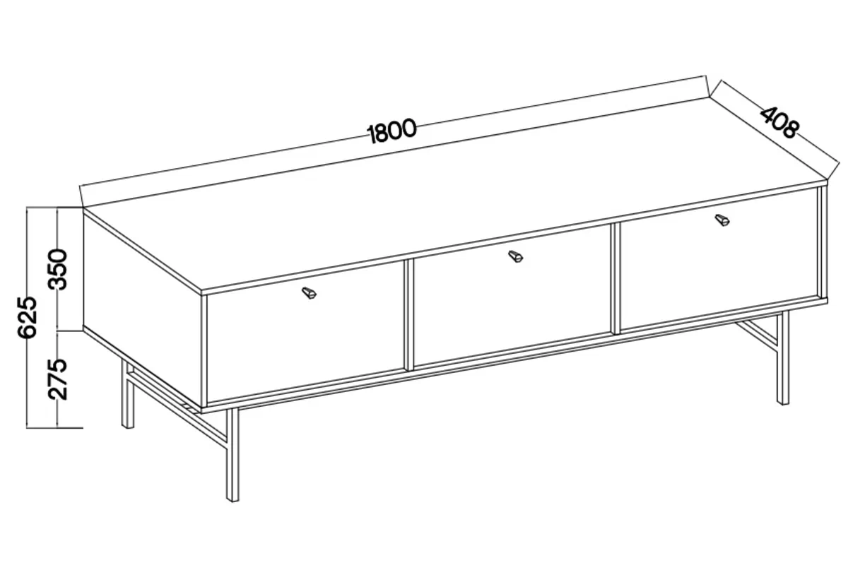 Szafka RTV Lotina III 3K - 180 cm - eukaliptus / czarne nogi Szafka RTV Lotina III 3K - 180 cm - eukaliptus / czarne nogi