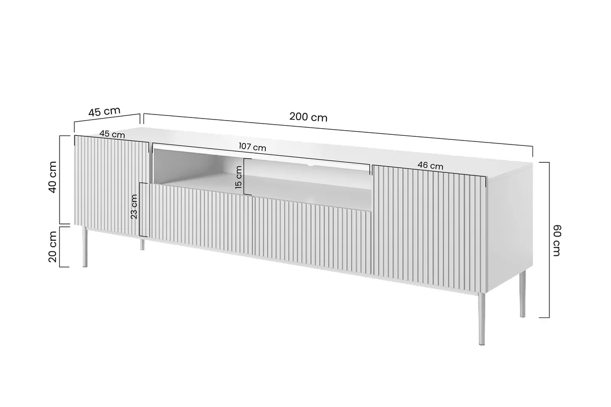 Szafka RTV Nicole 200 cm z wnęką - kaszmir / złote nóżki Szafka RTV Nicole 200 cm z wnęką - kaszmir / złote nóżki