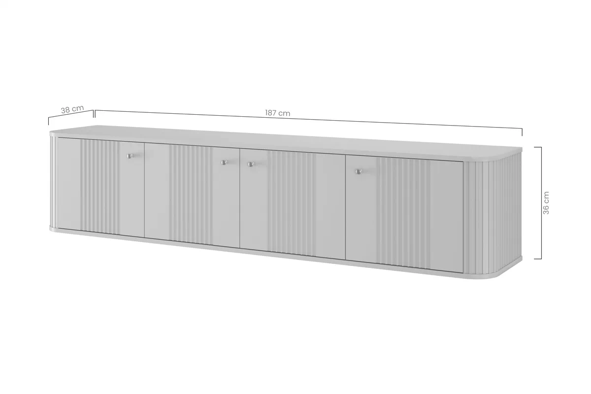 Szafka RTV wisząca Vesper 4D 187 cm - kaszmir / orzech / złote uchwyty Szafka RTV wisząca Vespera 4D 187 cm - kaszmir / orzech / złote uchwyty