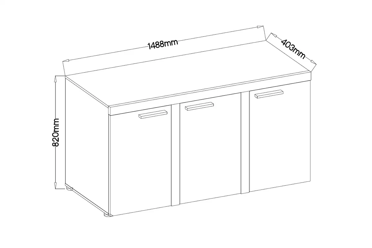 Komoda trzydrzwiowa Luiza 3F - 149 cm - grafit / dąb lefkas Trzydrzwiowa komoda Luiza 3F - 149 cm - grafit / dąb lefkas