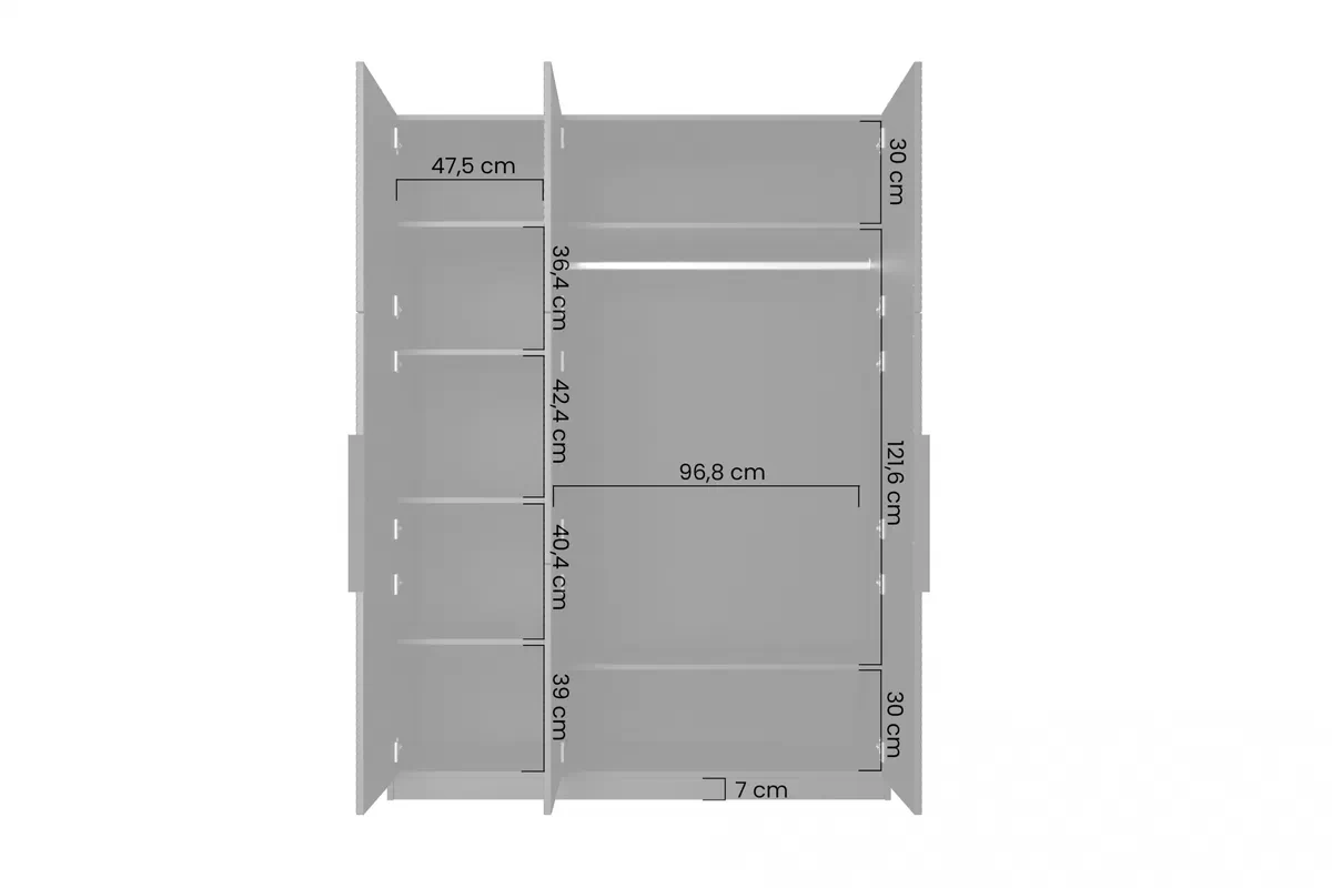 Szafa Asha z metalowymi uchwytami 150 cm - artisan / czarny mat / czarne uchwyty Trzydrzwiowa szafa Asha z metalowymi uchwytami 150 cm - artisan / czarny mat / czarne uchwyty