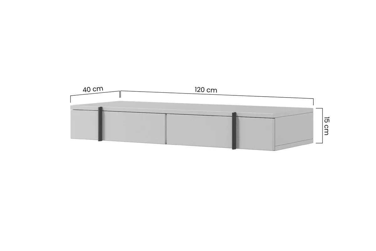 Wisząca konsola / toaletka Larena z szufladami 120 cm - czarny beton / czarne uchwyty Wisząca konsola / toaletka Larena z szufladami 120 cm - czarny beton / czarne uchwyty