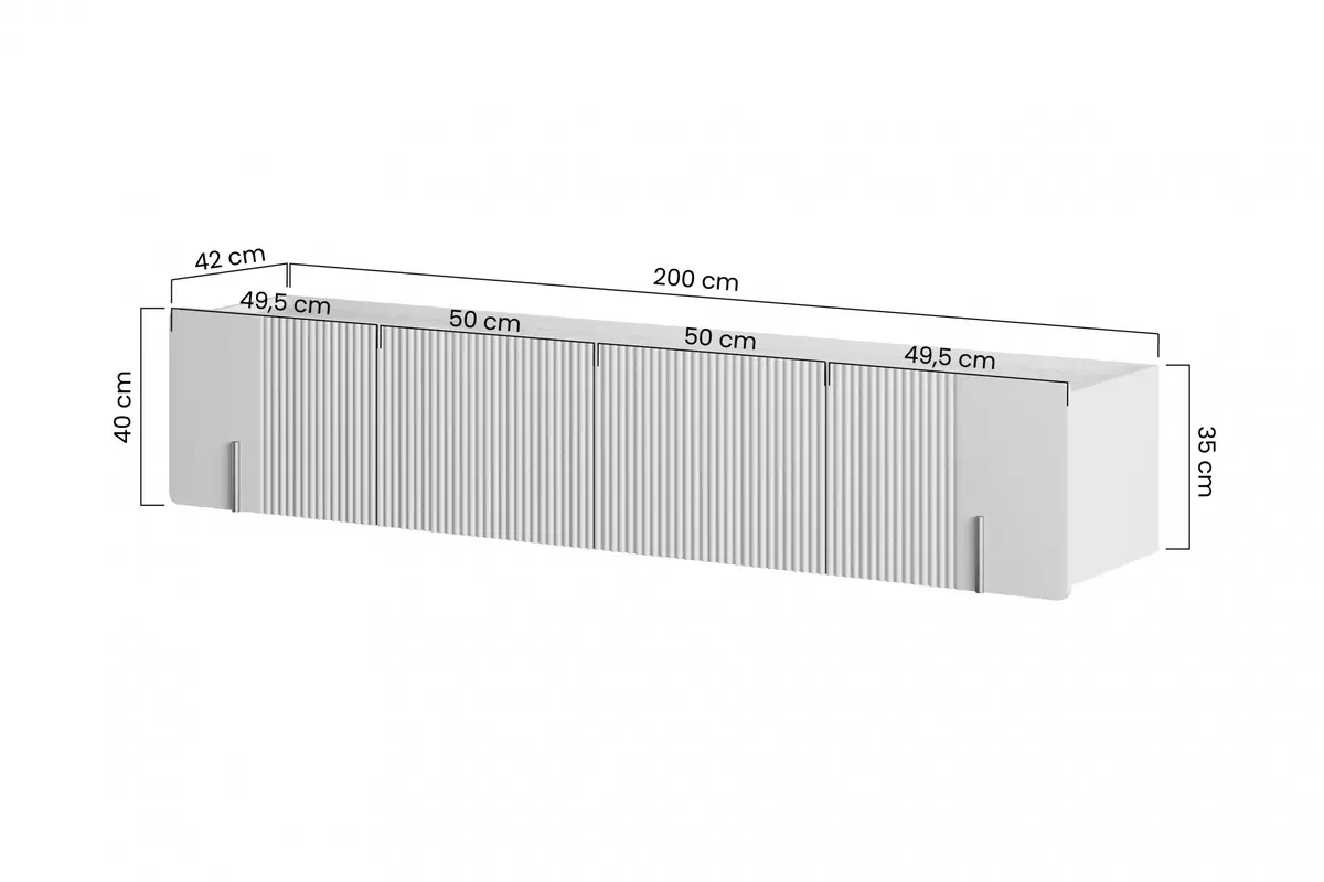 Szafka RTV Malmi 200 cm wisząca - kaszmir / crema bianca / czarny Szafka RTV Malmi 200 cm wisząca - kaszmir / crema bianca / czarny