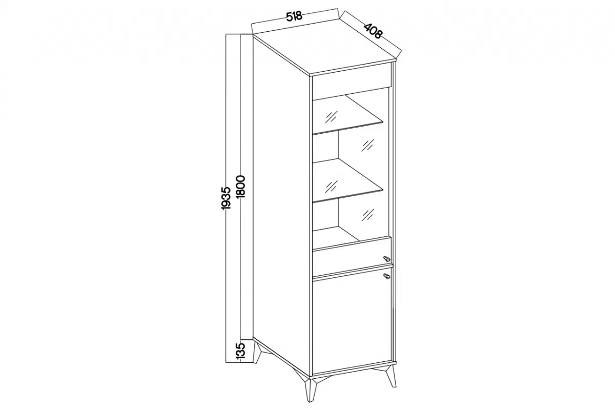 Witryna Lotina I 2F - 52 cm - eukaliptus / czarne nogi Witryna Lotina I 2F - 52 cm - eukaliptus / czarne nogi