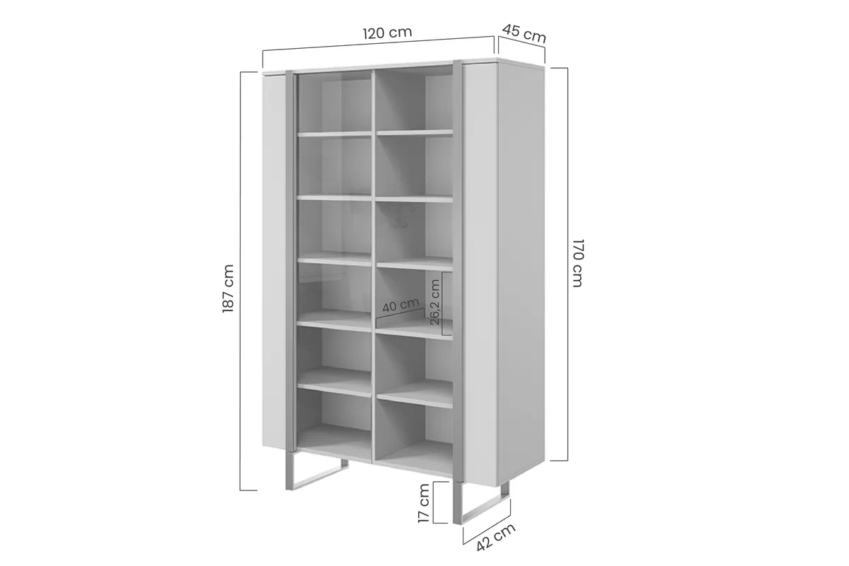 Witryna Verica 120 cm z metalowymi nogami - kaszmir / czarne nóżki Witryna Verica 120 cm z metalowymi nogami - kaszmir / czarne nóżki