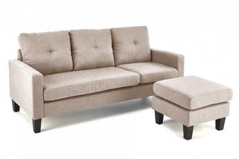 Sofa Gerson 180 cm z podnóżkiem - beżowy