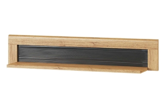 Półka wisząca długa Kama 35 - 144 cm - dąb carmargue / czarny mat