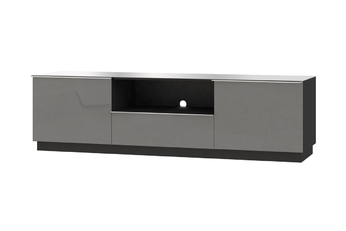 Modułowa szafka RTV Helio 40 z szufladą i wnęką 180 cm - czarny / szare szkło