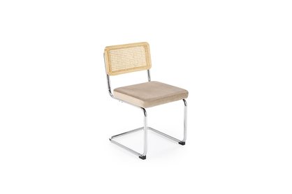 Krzesło metalowe z tapicerowanym siedziskiem K504 - beżowy / naturalny