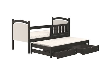 Łóżko parterowe wysuwane z tablicą suchościeralną Amely - 80x160 / czarny