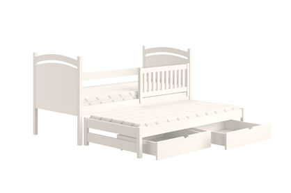 Łóżko parterowe wysuwane z tablicą suchościeralną Amely - 90x180 / biały