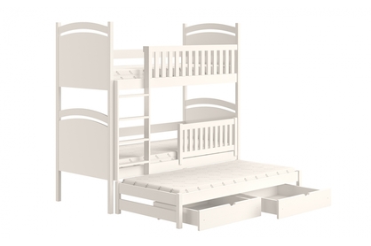 Łóżko piętrowe wysuwane z tablicą suchościeralną Amely - biały, 80x200