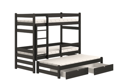 Łóżko dziecięce piętrowe wysuwane Alis - 80x160 / czarny