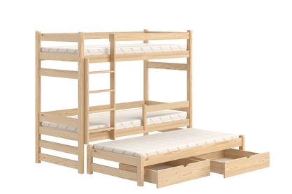 Łóżko dziecięce piętrowe wysuwane Alis - 80x180 / sosna
