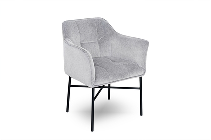 Krzesło tapicerowane z podłokietnikami Rozalio - jasny szary Sigma 08 / czarne nogi - wyprzedaż ekspozycji -