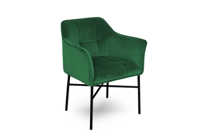 Krzesło tapicerowane z podłokietnikami Rozalio - zielone Magic Velvet 2225 / czarne nogi