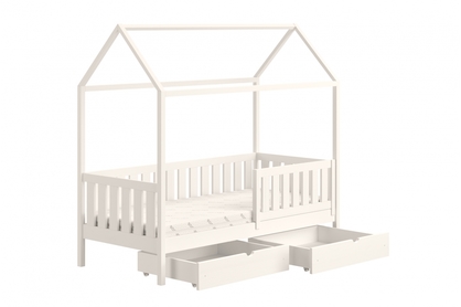 Łóżko dziecięce domek parterowe z szufladami Nemos II - biały, 80x200