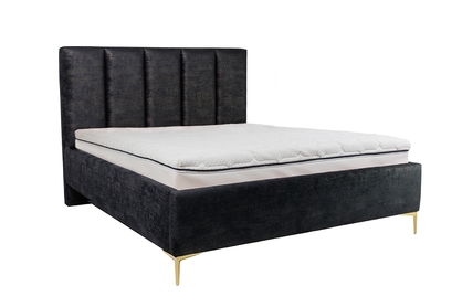 Tapicerowane łóżko sypialniane z pojemnikiem Klabi - 160x200, nogi złote