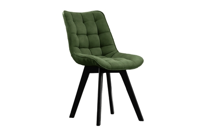 Krzesło tapicerowane Prato na drewnianych nogach - ciemna zieleń Vena 5 / czarne nogi