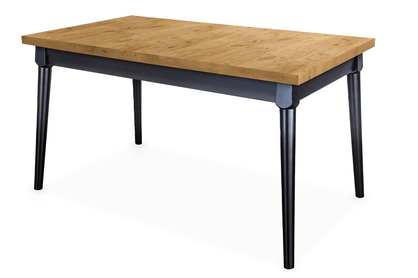 Stół rozkładany do jadalni 120-160x80 cm Ibiza na drewnianych nogach - dąb lancelot / czarne nogi