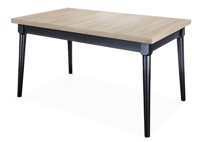 Stół rozkładany do jadalni 140-180x80 cm Ibiza na drewnianych nogach - dąb sonoma / czarne nogi