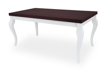 Stół rozkładany w drewnianej okleinie 160-200x90 cm Fiorini na drewnianych nogach - palisander/ białe nogi