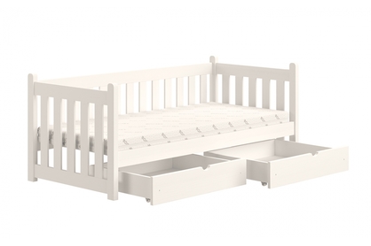 Łóżko parterowe drewniane Swen - biały, 90x190