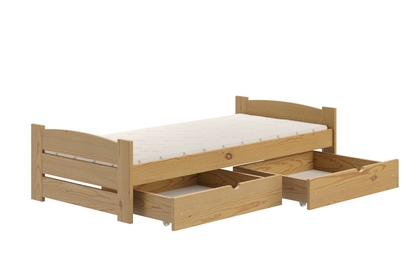 Łóżko dziecięce parterowe Sandio z szufladami - 80x160 / dąb