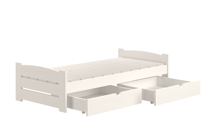 Łóżko dziecięce parterowe Sandio z szufladami - 90x200 / biały
