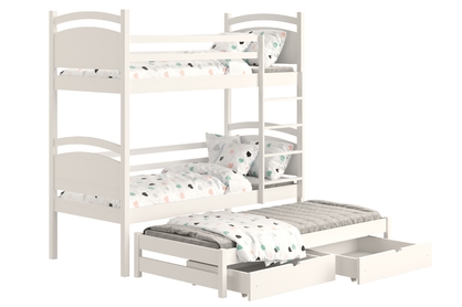 Łóżko dziecięce piętrowe wysuwane Pinoki - 80x160 / biały