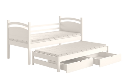 Łóżko dziecięce parterowe wysuwane Pinoki - 90x180 / biały