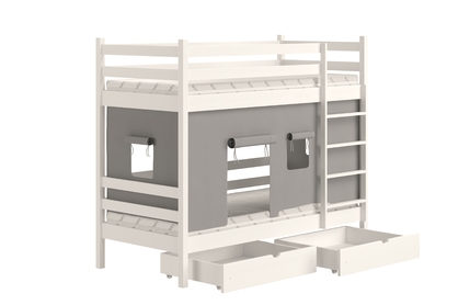 Łóżko dziecięce piętrowe Kubi - 80x180 / biały