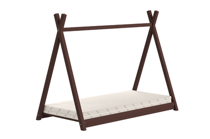 Łóżko dziecięce drewniane domek Tipi - 70x140 / brązowy