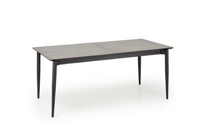 Stół rozkładany Charles 180-260x90 cm - popielaty marmur / czarne nogi