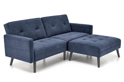 Sofa Cornelius z podnóżkiem - niebieski