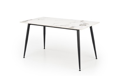 Stół Emilio 140x80 cm - biały marmur / czarne nogi
