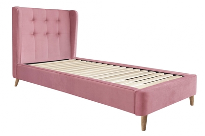 Łóżko młodzieżowe Estella 90x200 - różowy welwet