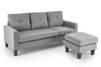 Sofa Gerson 180 cm z podnóżkiem - popielaty