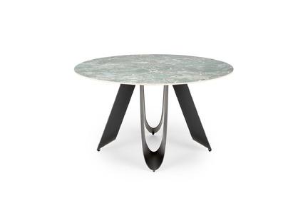 Stół okrągły Giovani 135 cm - zielony marmur / czarne nogi