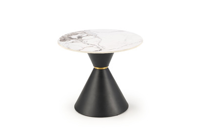 Stolik kawowy okrągły Goretti S 60 cm - biały marmur / czarny