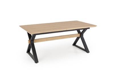 Stół rozkładany Henry 180-300x100 cm - naturalny / czarne nogi
