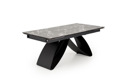 Stół rozkładany Hilario 180-260x90 cm - czarny marmur / czarne nogi