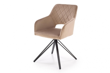 Krzesło tapicerowane K535 obrotowe - welwet beżowy Bluvel 40 / czarne nogi