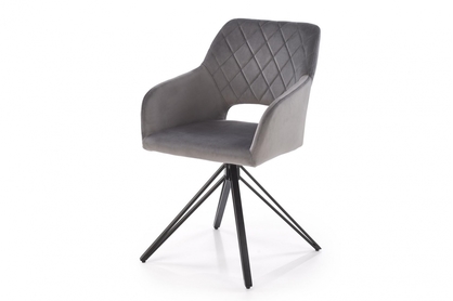 Krzesło tapicerowane K535 obrotowe - welwet popielaty Bluvel 14 / czarne nogi